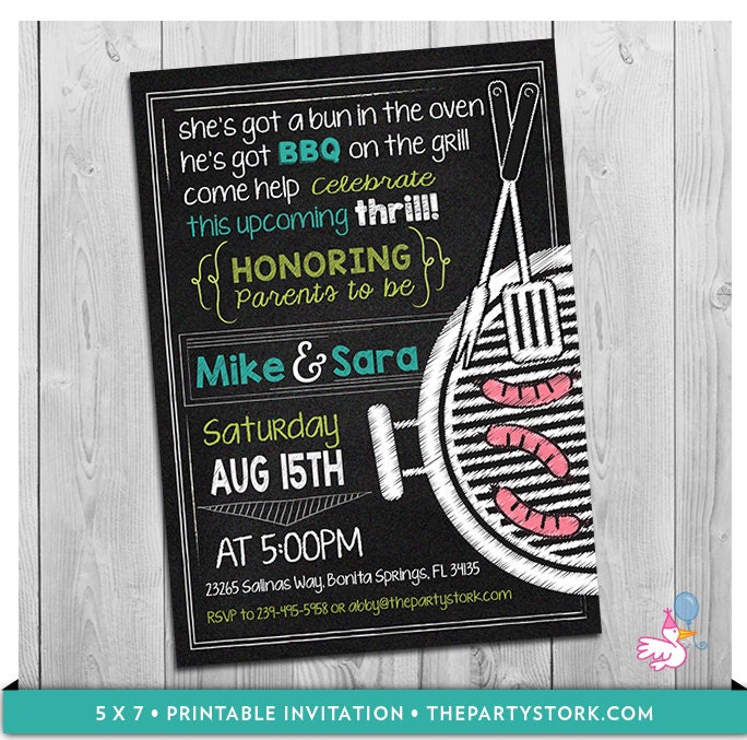 Bbq Baby Shower Invitation | Printable Q Sprinkle, Gender Neutral Reveal Party Invitations Boy Girl Barbeque Birthday Invites