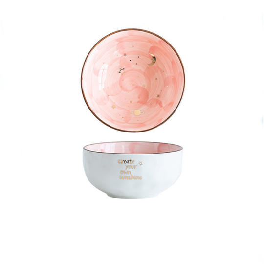 Star Ceramic Breakfast Japanese Nordic Ramen Bowl - Pink