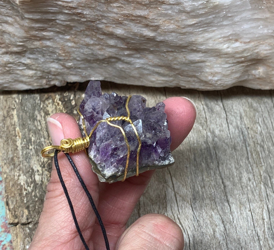 Amethyst Wire Wrapped Necklace Nck-0453