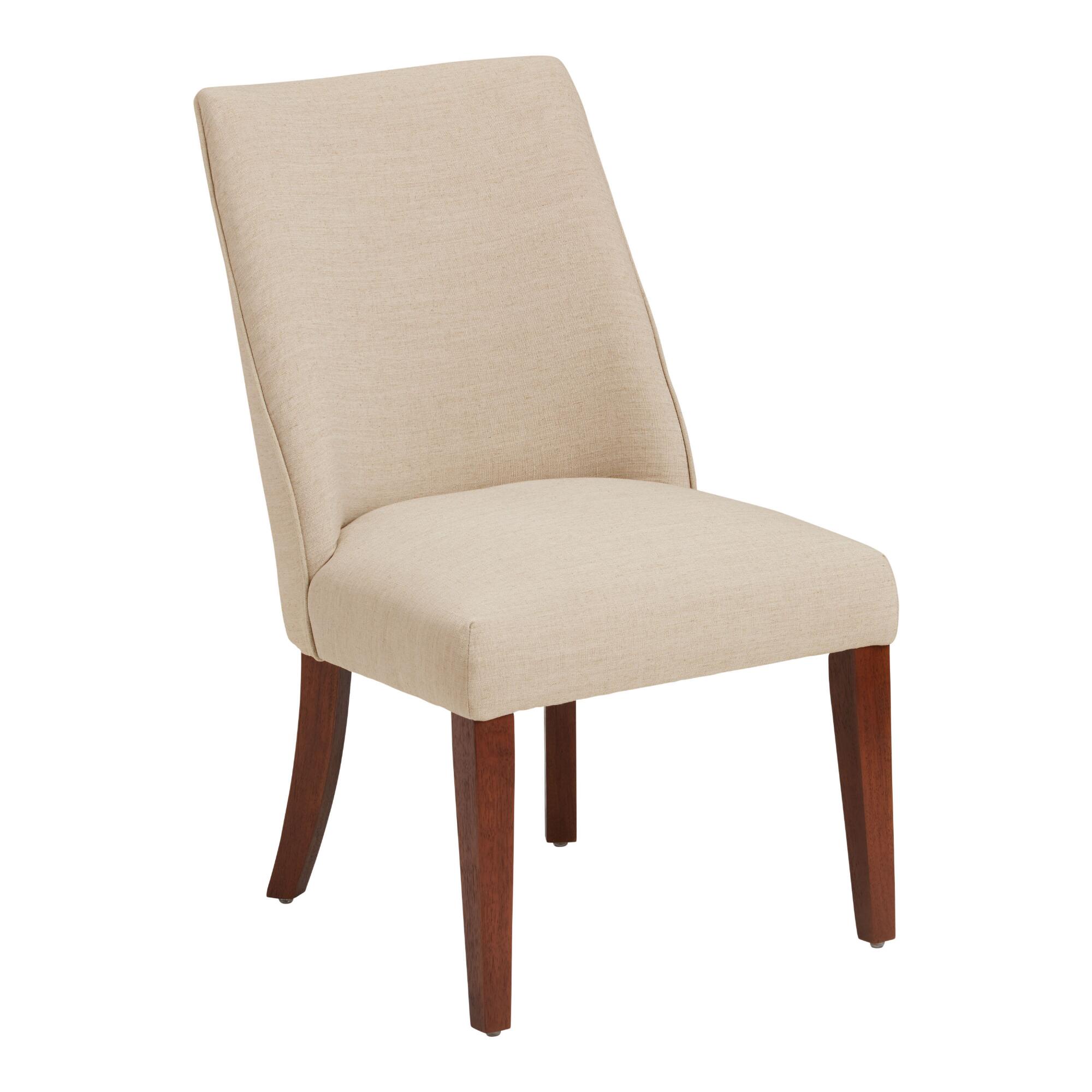 Linen Lena Upholstered Dining Chair Set of 2: Brown/Gray/Natural/Wood by World Market