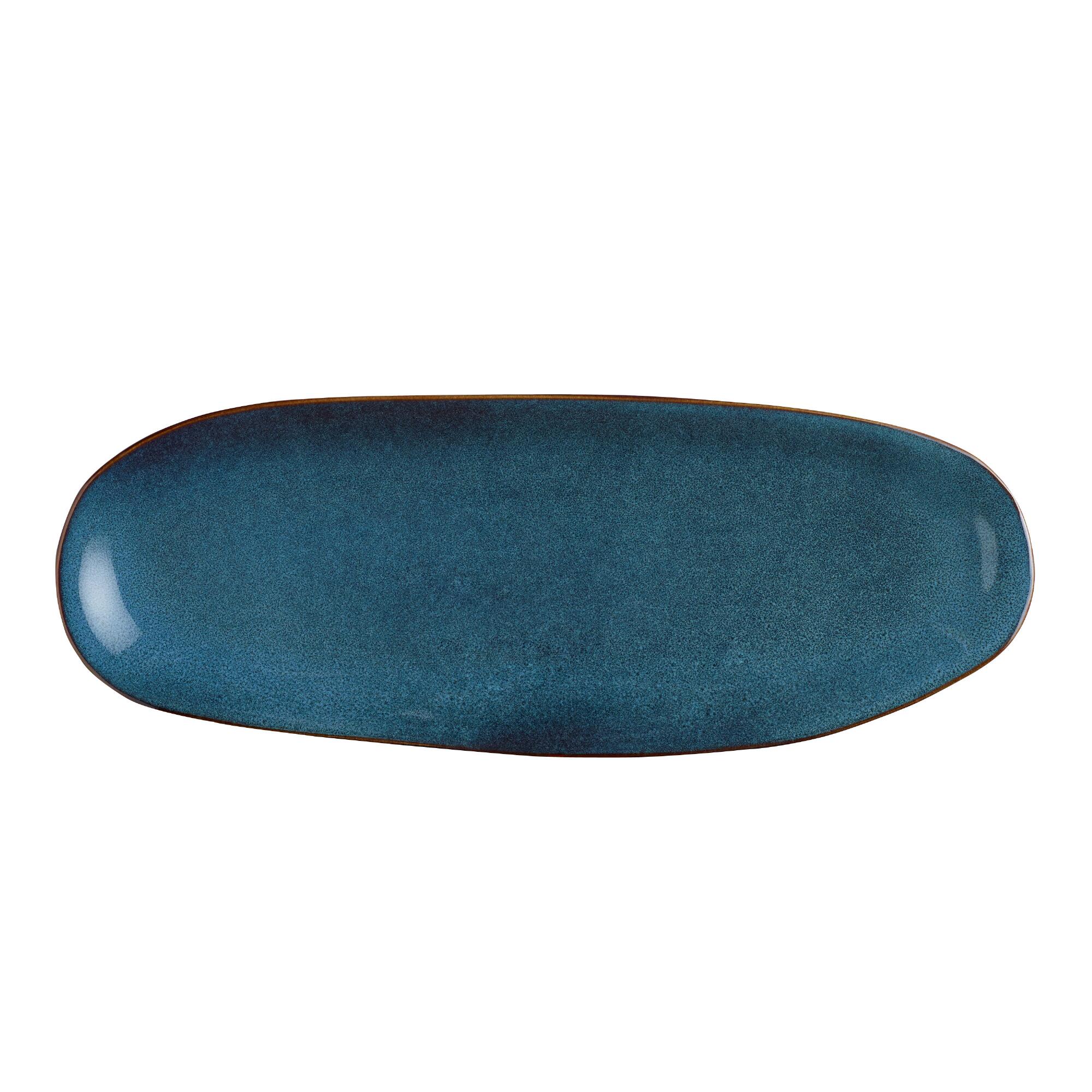 Indigo Organic Reactive Glaze Serving Platter: Blue - Stoneware by World Market
