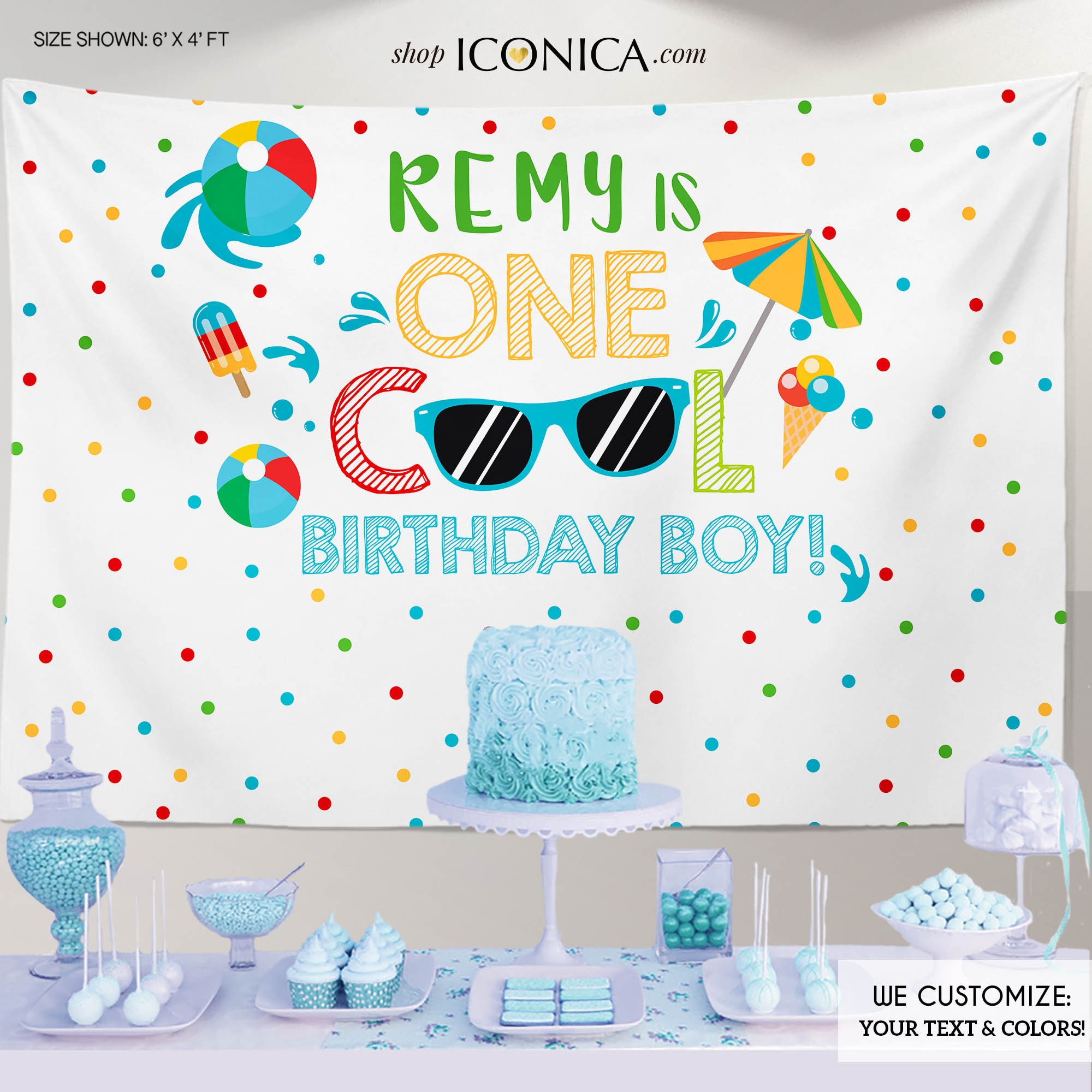 Pool Party Backdrop, Pool Decorations, One Cool Birthday Boy Decor, Two Cool Backdrop, Personalized Summer Birthday Decoration