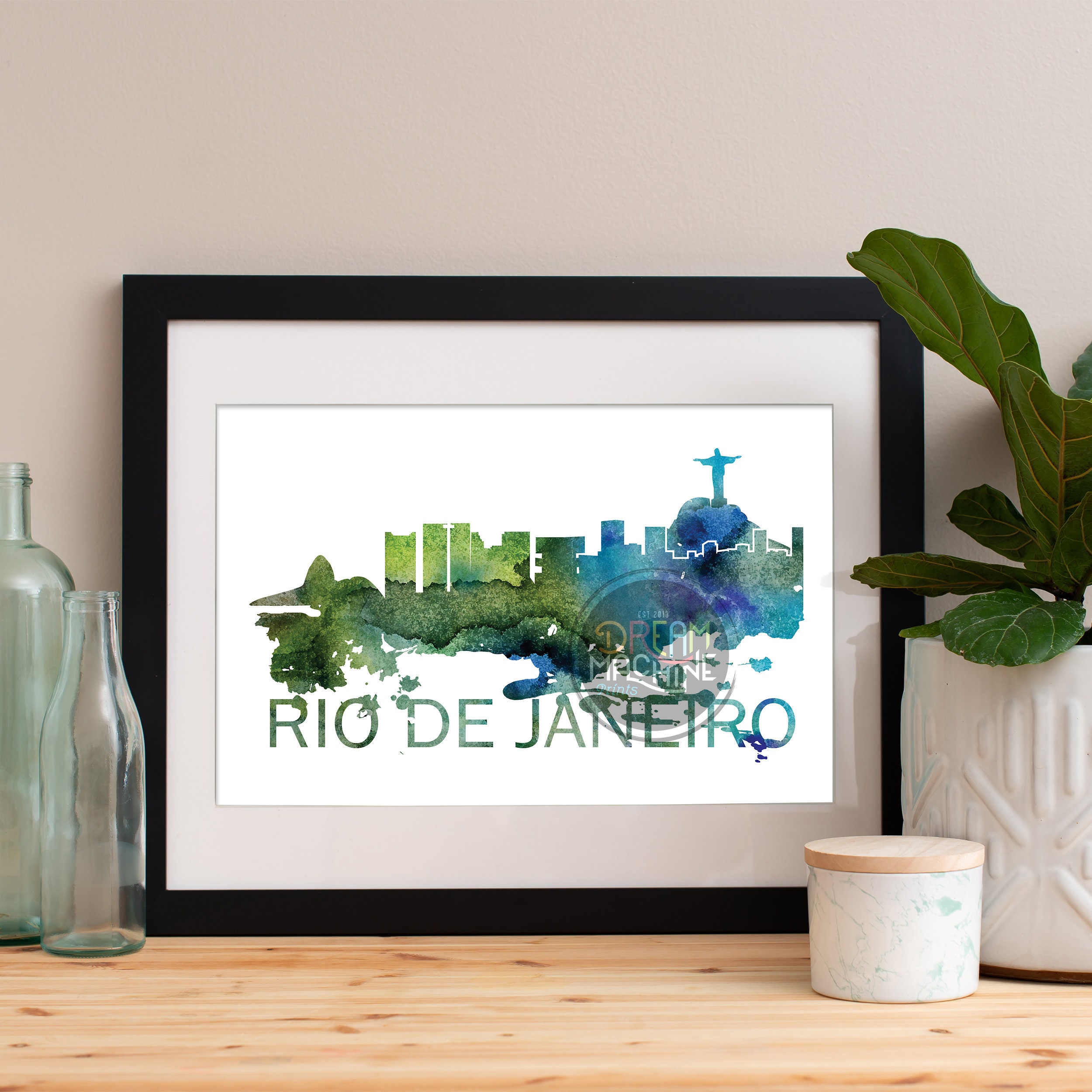 Rio De Janeiro Watercolor Skyline, Art, Poster, Print