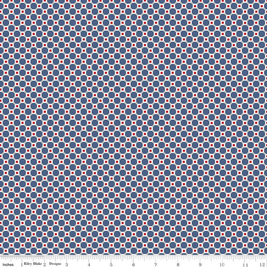 Kitchen Tile - Cook Book Fabric Collection By Lori Holt For Riley Blake Designs C11764 Denim 1/2 Yard
