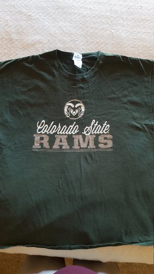 Vintage Mid 1980's Colorado State University "Rams" 100 % Cotton 2xl Size T-Shirt, Used But Clean Slightly Distressed Condition