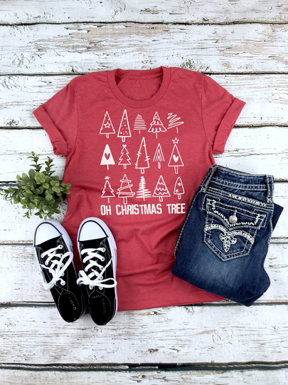 Oh Christmas Tree Ladies Shirt, Tri-Blend Tee, Crew Or V-Neck, Color Options, Women's Tee, Holiday Shirt, Gift
