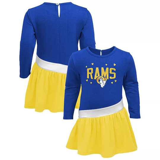 Girls Infant Royal/Gold Los Angeles Rams Heart to Heart Jersey Tri-Blend Dress, Infant Girl's, Size: 24 Months, Blue