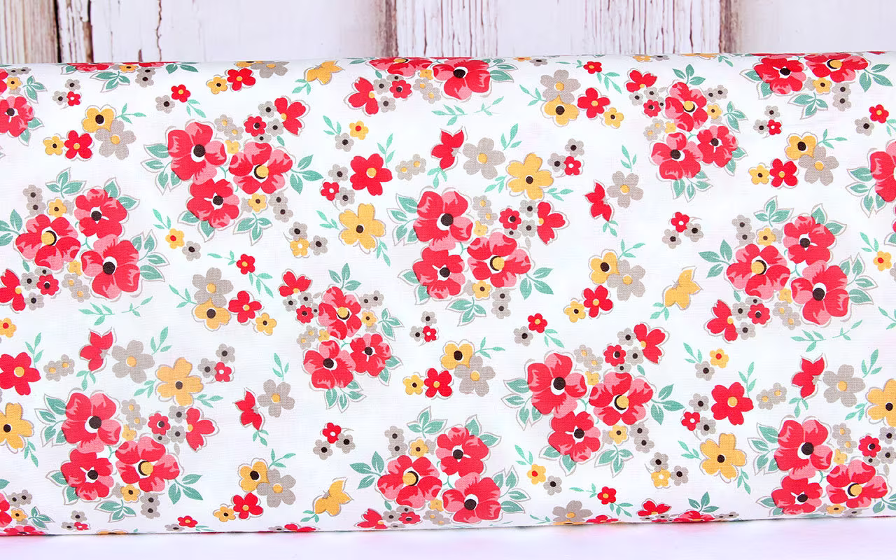 Riley Blake, Cook Book By Lori Holt, Floral Bunches Cayenne, C11751, 100% Quilting Cotton Fabric