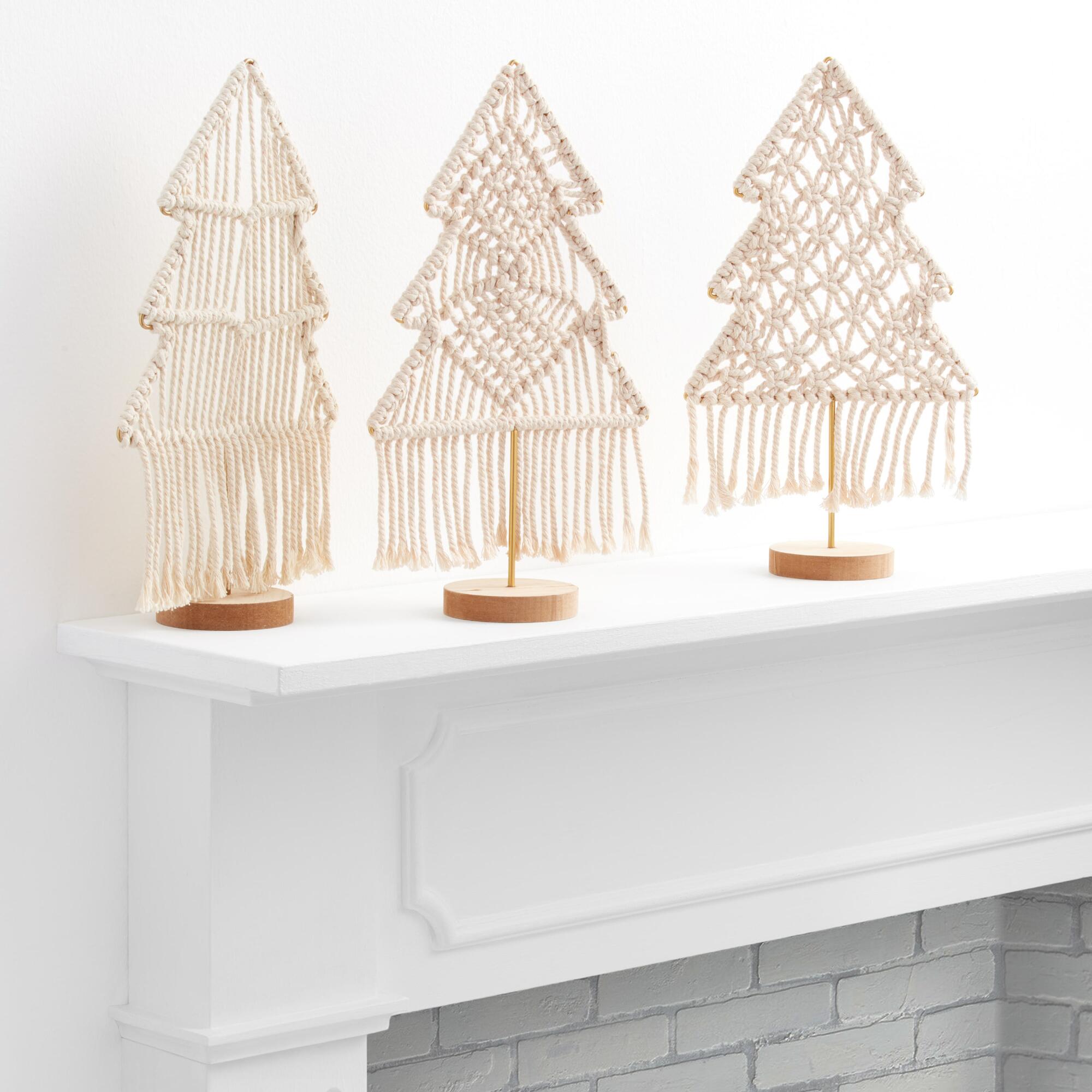 Macrame Tree Decor Set of 3: Cream - Metal by World Market