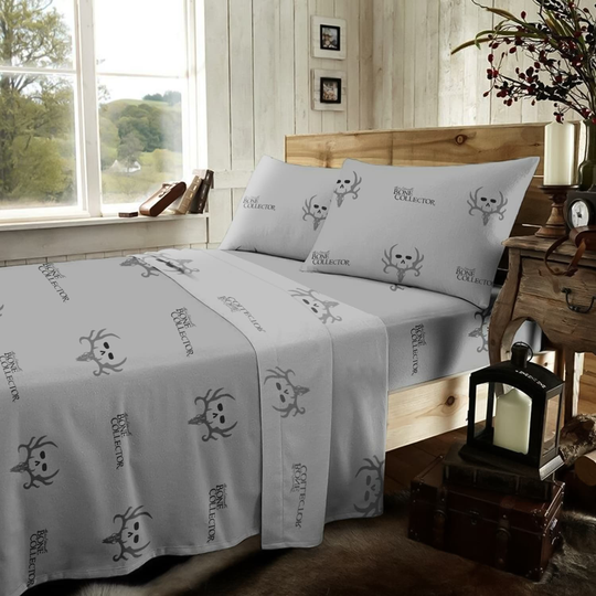 Bone Collector Bone Collector Black King 180-Thread Count Cotton Blend Grey Bed Sheet in Gray | 07170100011BC