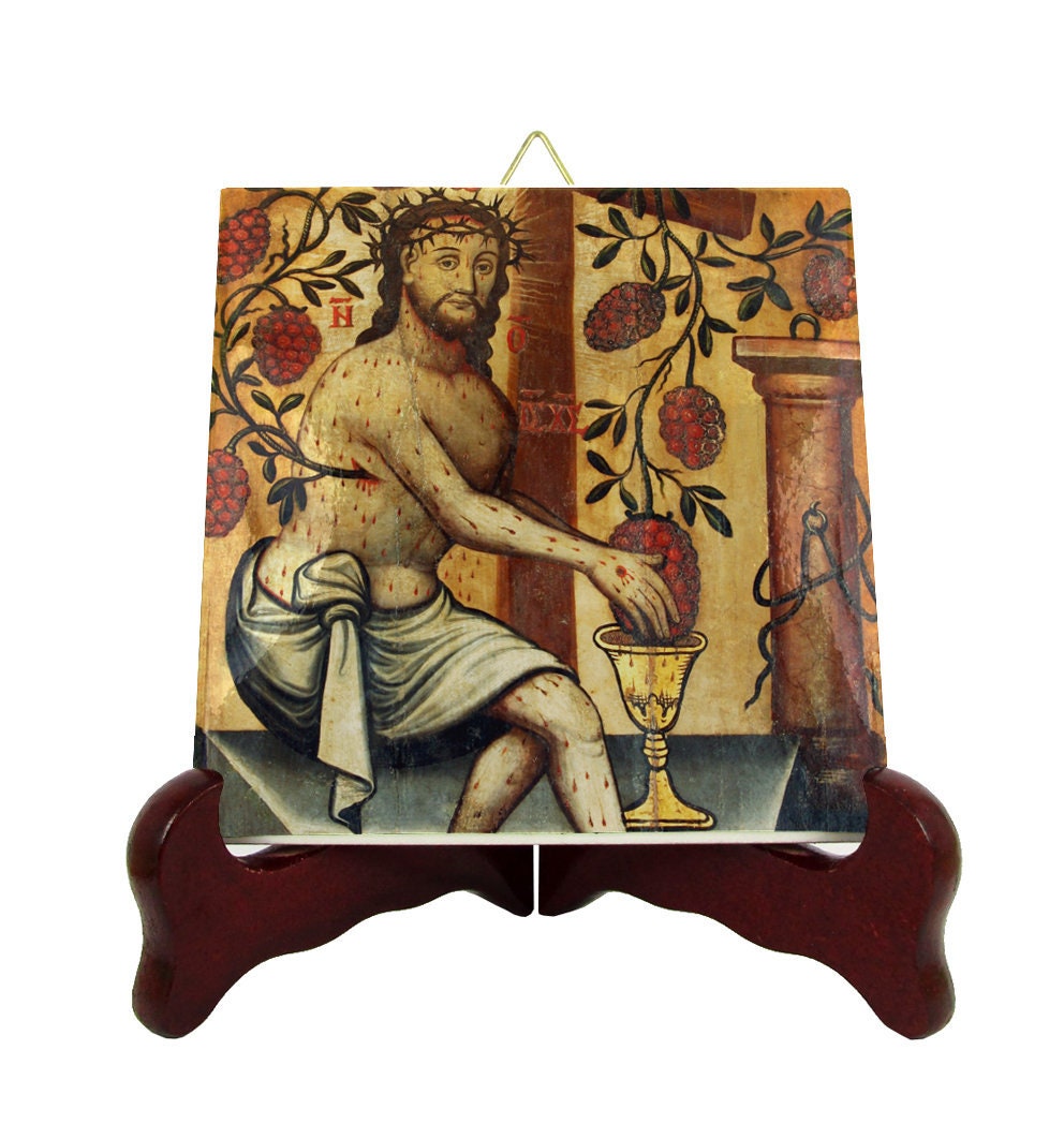 Christ True Vine Icon On Ceramic Tile - Religious Gifts Jesus Icon Holy Art Sacred Art Religious Gift For Him & Her Icons