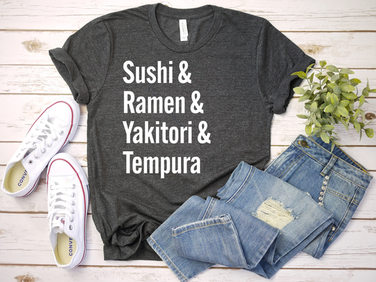 Japanese Food Shirt, Foods Sushi Ramen Yakitori Tempura Shirt