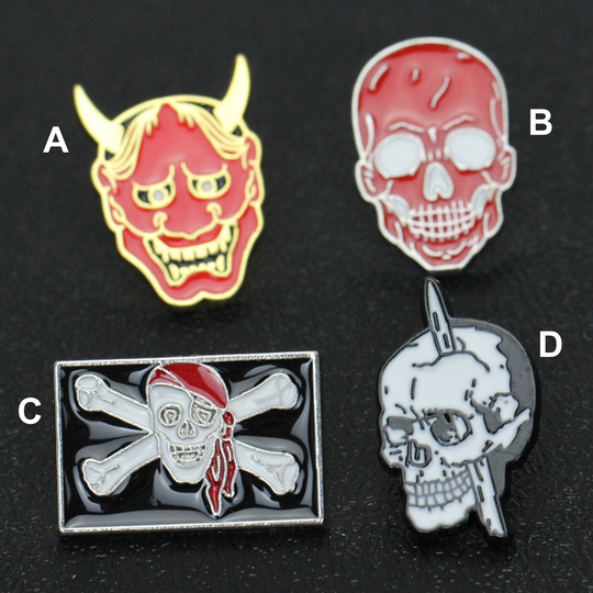 2Pcs Skull Jewelry Gift For Women Men Enamel Pins Backpack