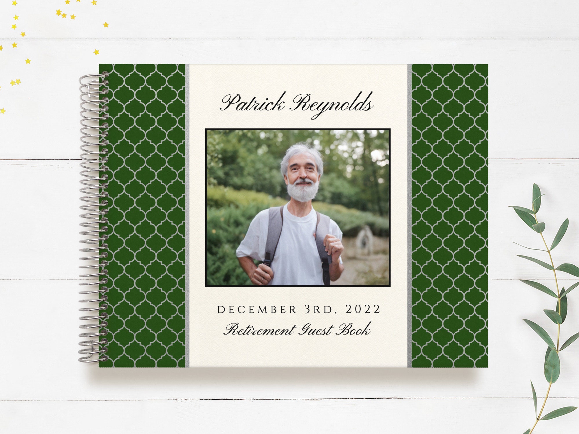 Retirement Guest Book | Guestbook Custom Guestbook Personalized Registry Silver Quatrefoil