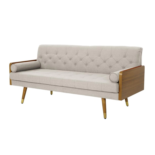 Best Selling Home Decor Jason Midcentury Beige Polyester/Blend Sofa in Off-White | 305140