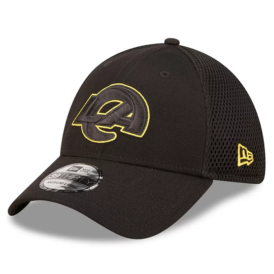Men's New Era Black Los Angeles Rams Team Neo 39THIRTY Flex Hat, Size: Small/Medium