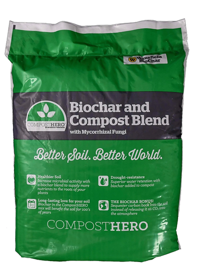 Wakefield Biochar Compost Hero Biochar Blend 1 Cubic Foot Bag Organic Compost Improves Soil Structure | WFHERO-CMP-40