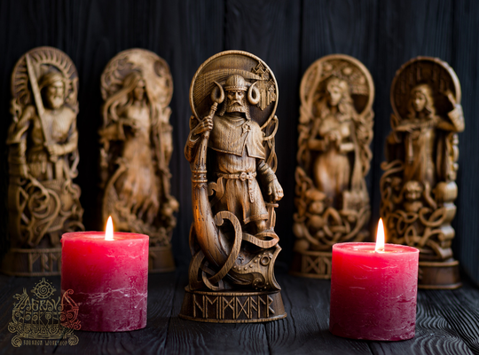 Heimdal, Heimdallr, Heimdall, Scandinavian Pantheon Viking Pagan Asatru Heathen God & Goddess Norse Gods Altar Mythology Wood Sculpture