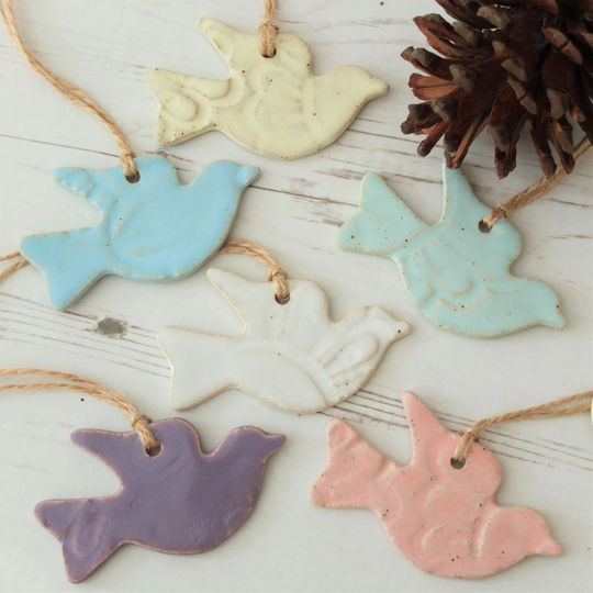 Christmas Decoration, Ornament, Decor, Gift, Handmade Dove, Door Hanger, Ceramic