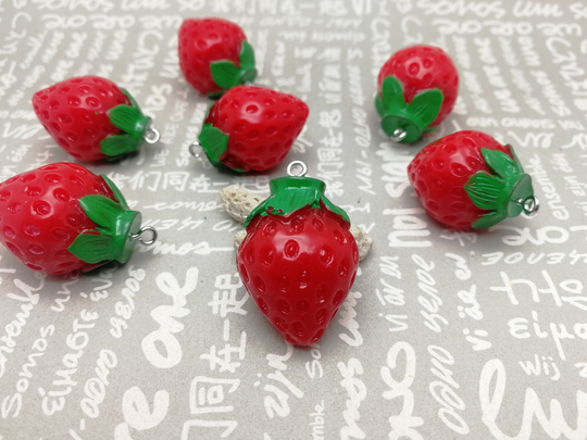 6/20 Pieces, Plastic Strawberry Fruit Pendant Charm Kawaii Cute Resin Acrylic Jewelry Making Finding Necklace Earring Decoration Ap0101