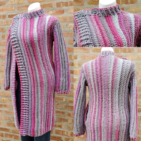 Crochet Pink & Gray Blend Duster - Sweater Coat