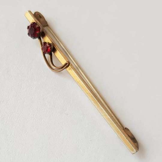 Mid-Century Bar Brooch Jewellery Red Delicate Mid 1900S Pin