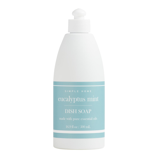 Simple Home Eucalyptus Mint Essential Oil Dish Soap: White - Plastic by World Market