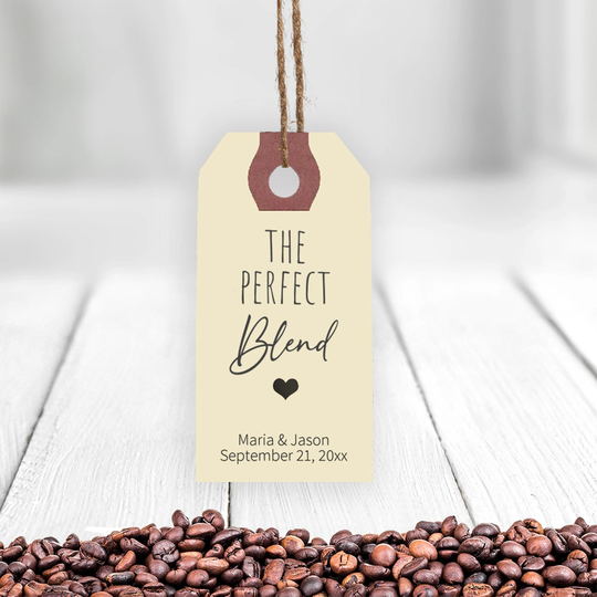 Perfect Blend Wedding Favor Tags, Personalized Manila Coffee Tea Tags