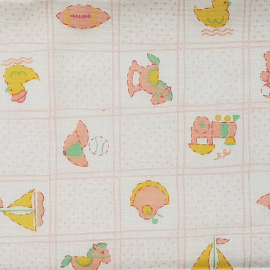Vintage Fat Quarter Cute Baby Fabric Juvenile Cotton Blend Pink Duck Train Horse Sailboat Bears Sewing Slow Stitch 18x22 Novelty