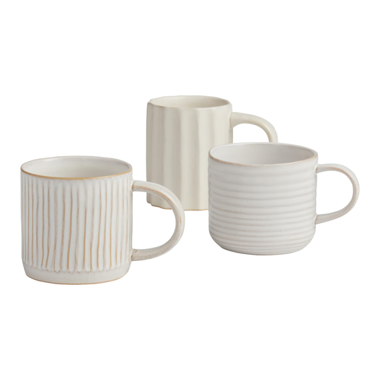 Ivory Reactive Glaze Ribbed Mug Collection by World Market
