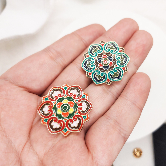 Dunhuang Cave Painting Flower Elements Enamel Pin