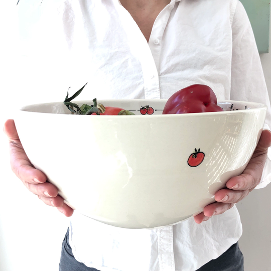 Large Hand-Painted, Personalized & Custom Pasta Bowl Made Of Earthenware in Ital Style
