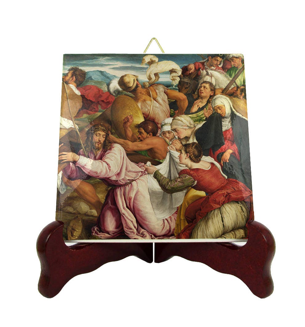Religious Art - The Way To Calvary Religious Icon On Tile Jesus Christian Gifts Handmade in Italy