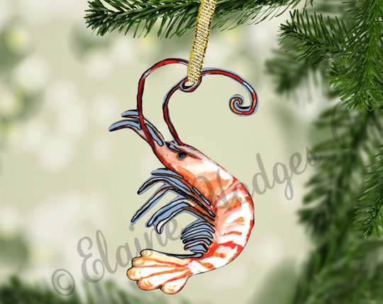 Louisiana Gulf Shrimp Ornament, Made From Original Artwork, New Orleans Seafood