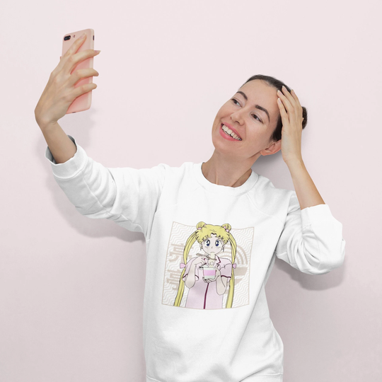 Sailor Moon Ramen Aesthetic Anime Vaporwave Otaku Kawaii Unisex Heavy Blend Crewneck Sweatshirt