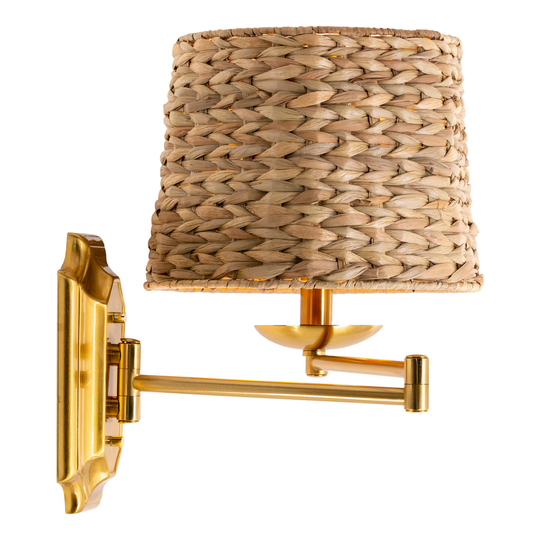 Gold Metal and Rattan Adjustable Dustin Wall Sconce by World Market