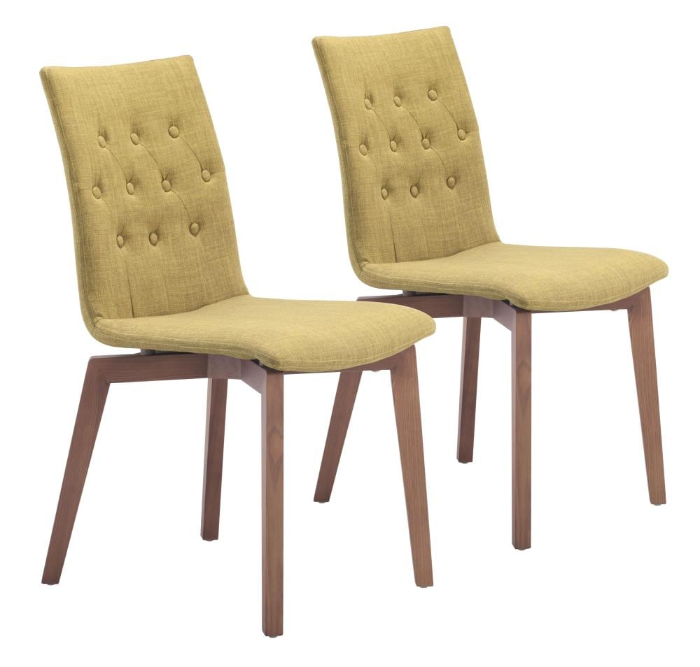 Zuo Modern Set of 2 Orebro Contemporary/Modern Polyester/Polyester Blend Upholstered Dining Side Chair (Wood Frame) in Green | 100072