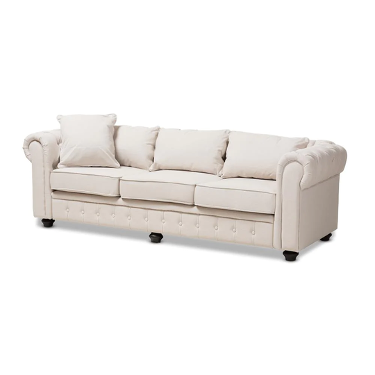 Baxton Studio Alaise Modern Beige Polyester/Blend Sofa in Off-White | 144-8096-LW