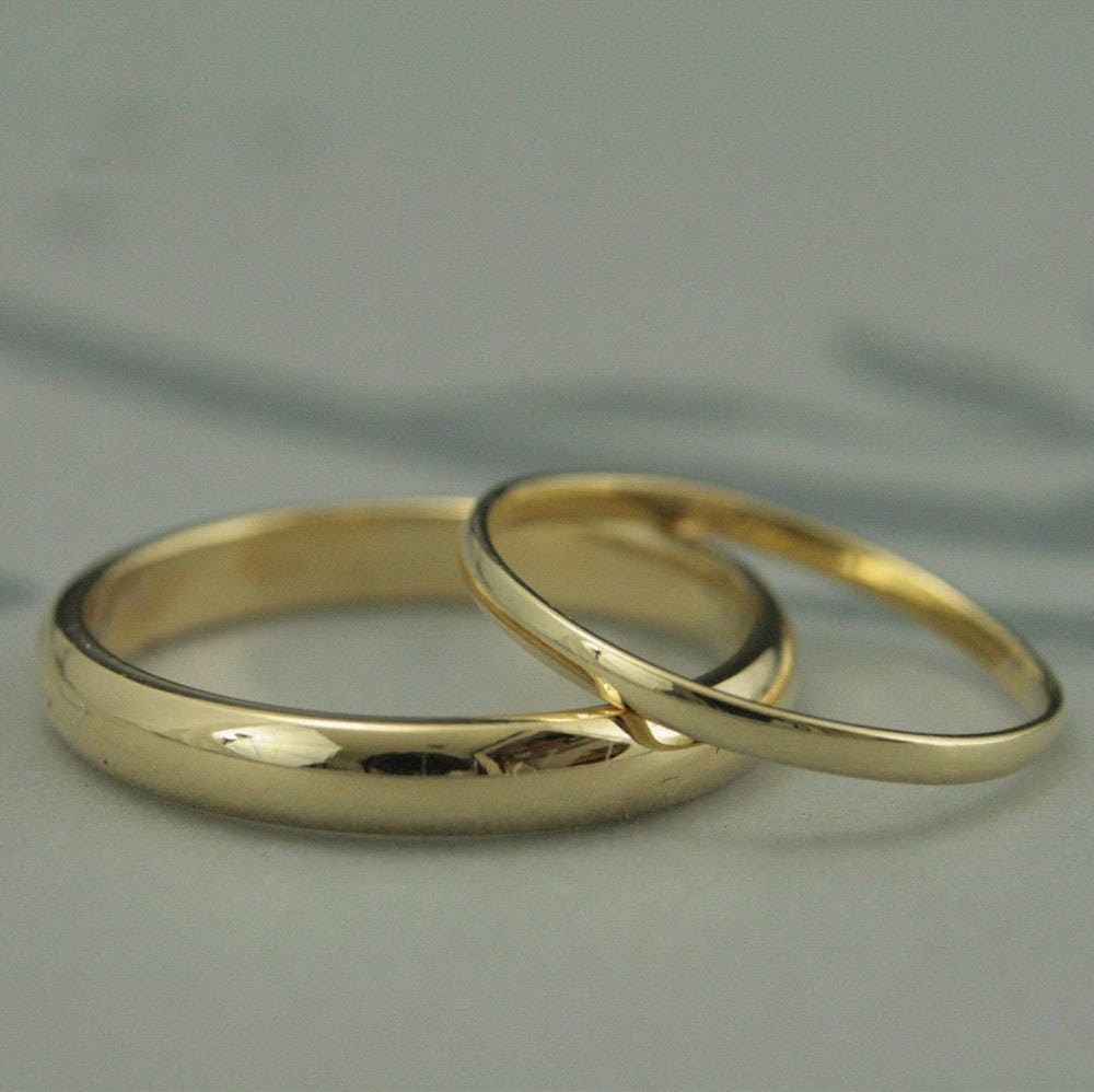 18K Wedding Rings18K Yellow Gold BandsHis & Hers RingsPlain Jane SetMen's RingWomen's Band3mm Wide 1.5mm