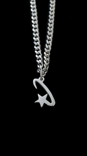 Star Necklace, Hip Hop Streetwear Stainless Steel, Pendant Chain, Men's Women's Unisex