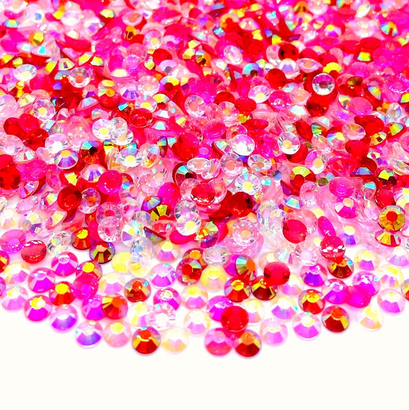 Cherry Blossom Blend Rhinestone Mix Choose Size | Quantity Flatback Transparent Jelly Rhinestones Pink Red Clear