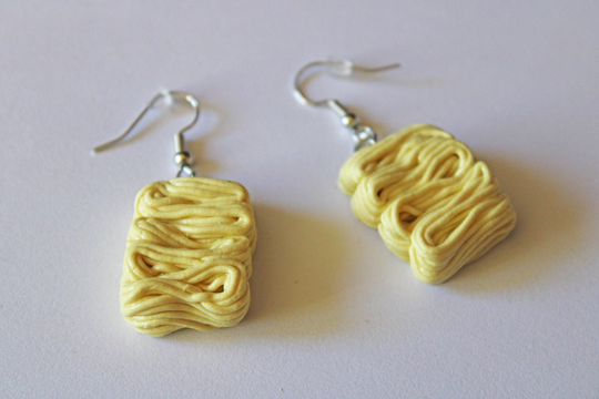 Instant Ramen Earrings, Miniature Food, Polymer Clay Charms, Food Kawaii Cute