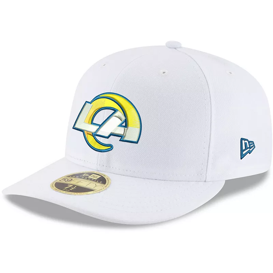 Men's New Era White Los Angeles Rams Team Logo Omaha Low Profile 59FIFTY Fitted Hat, Size: 7 5/8