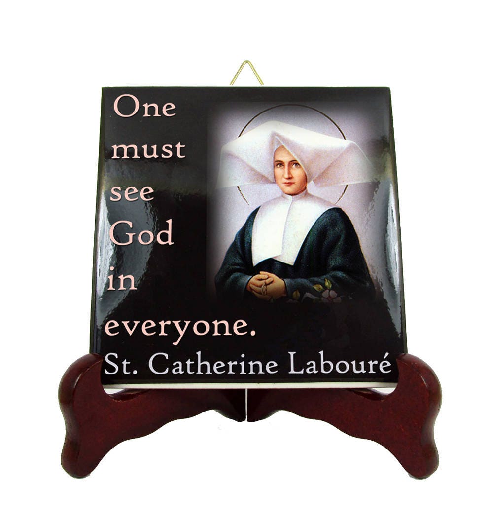 Catholic Gift For Her - St Catherine Labour Ceramic Tile Catholic Gifts Saints Quotes Print Saint Holy Art