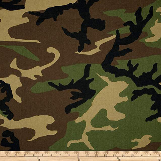 Woodland Camo Fabric Cotton Blend Multipurpose Medium Weight Apparel Outdoor Gear Remnant