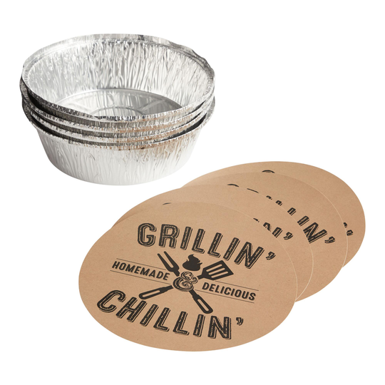 Round World Grill Bake Away Pans with Lids 4 Pack: Brown - Paper by World Market