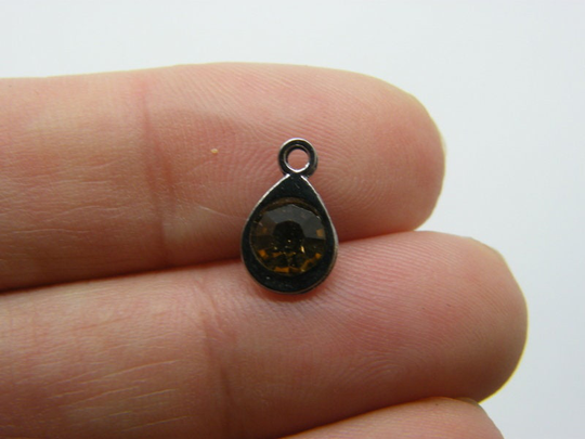 8 November Birthstone Charms 11 X 7mm Silver Tone