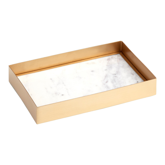 Marble and Gold Metal Maxwell Desk Tray - Small by World Market