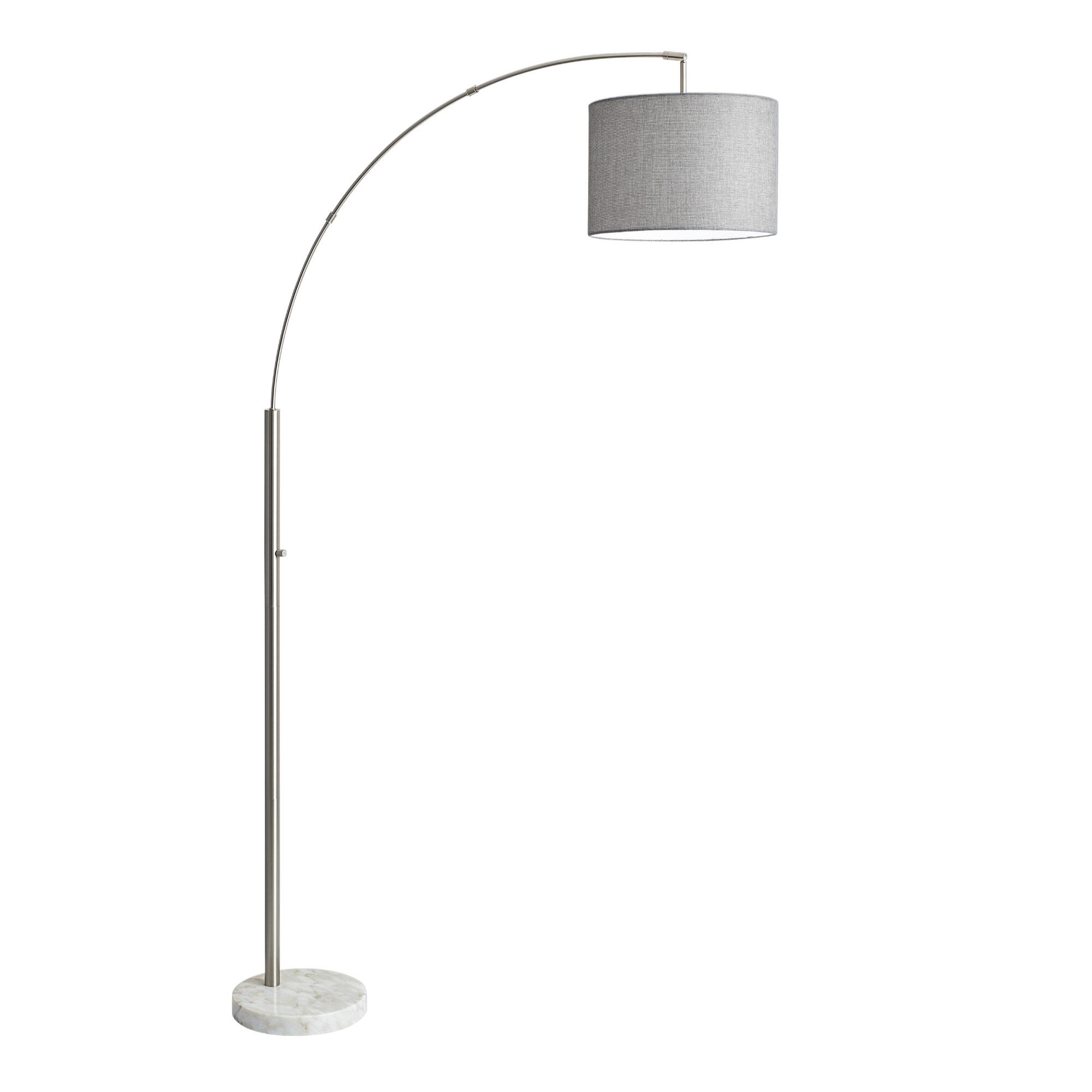 Steel Arc and Marble Adjustable Sidney Floor Lamp: Metallic by World Market