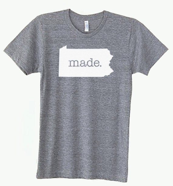 Pennsylvania Pa Made Tri Blend Track T-Shirt - Unisex Tee Shirts Size S M L Xl